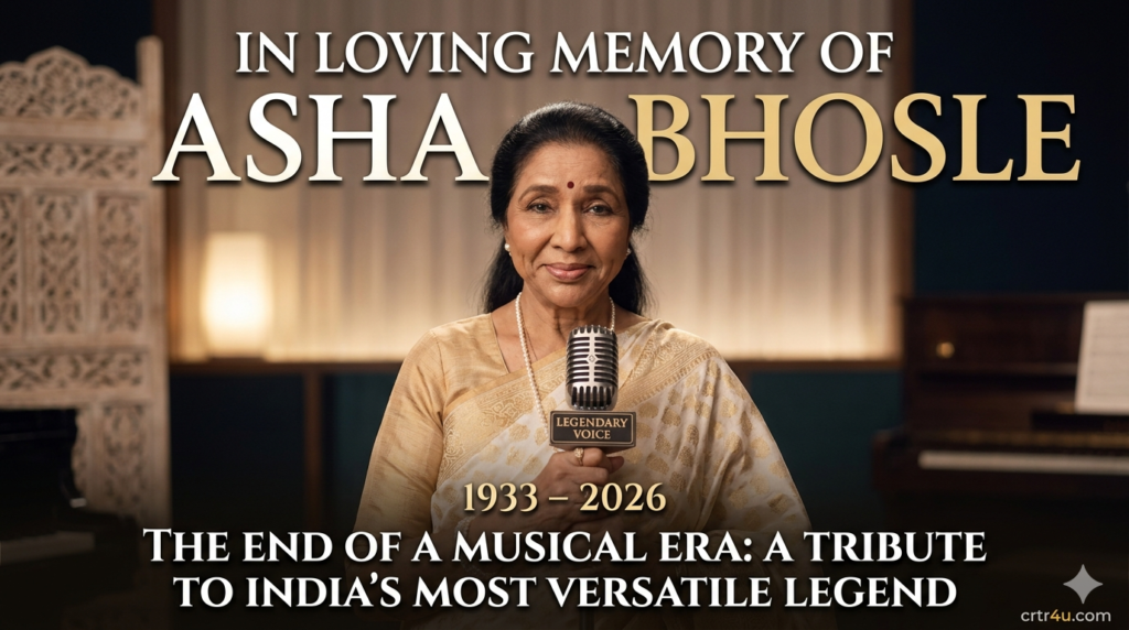In Loving Memory of Asha Bhosle (1933–2026) – India’s legendary playback singer who passed away today at 92.