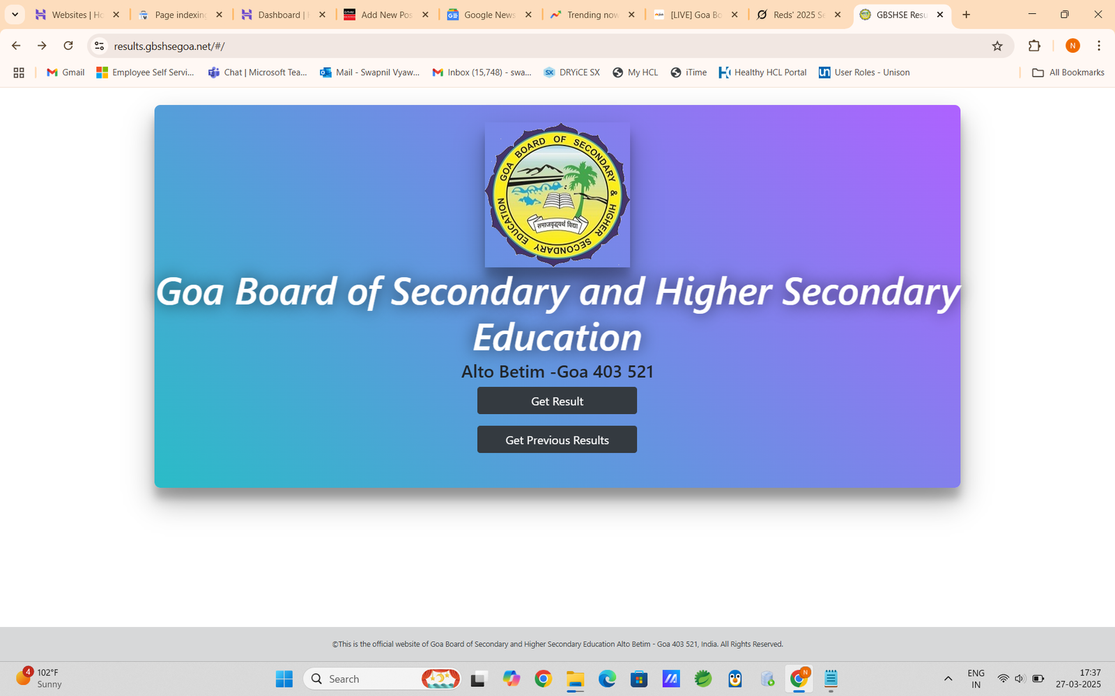 Goa Board Result 2025 Declared: Check GBSHSE Class 12 Results Now at results.gbshsegoa.net – Download Marksheet & Topper List