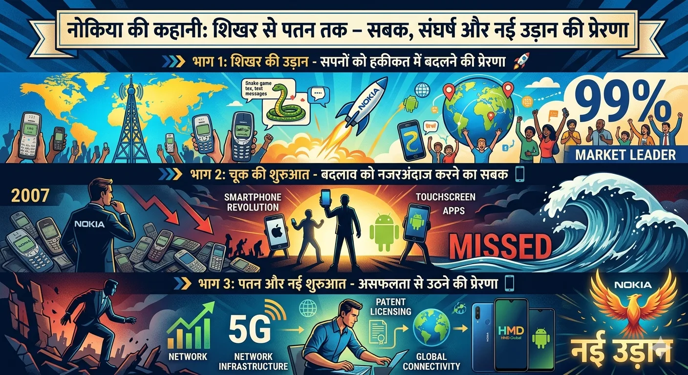 नोकिया की कहानी: शिखर से पतन तक – सबक, संघर्ष और नई उड़ान की प्रेरणा