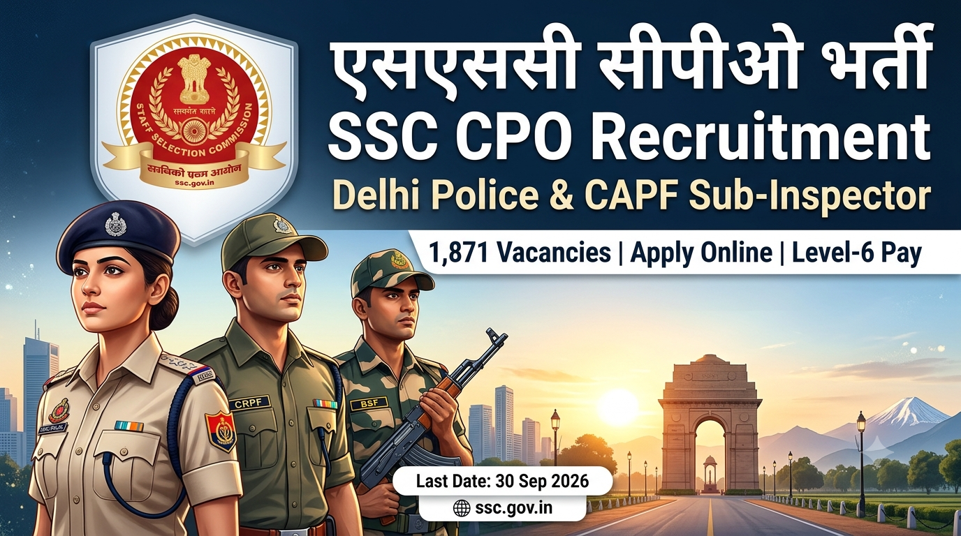 SSC CPO Recruitment 2026 Delhi Police and CAPF Sub-Inspector Notification Cover Image